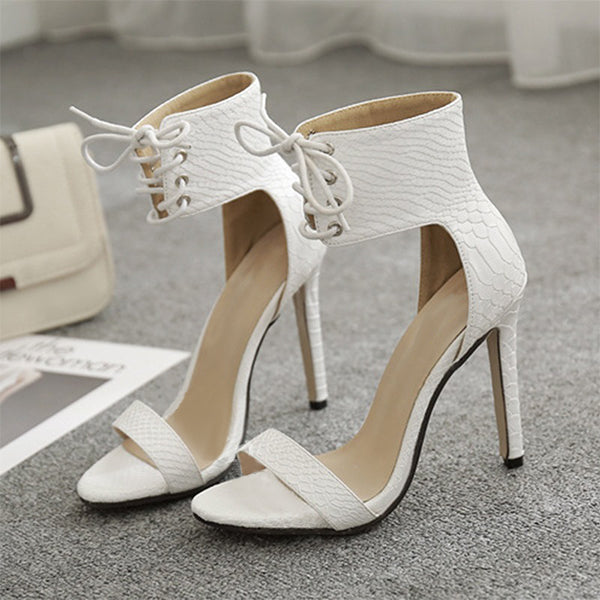 Herstyled Banquet Lace-Up Stiletto Heel Open Toe Dress Sandals