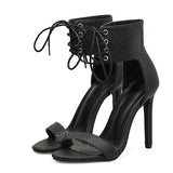 Herstyled Banquet Lace-Up Stiletto Heel Open Toe Dress Sandals