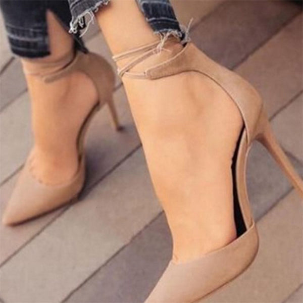 Herstyled Strappy Lace Up Pointed Toe Stiletto Heels