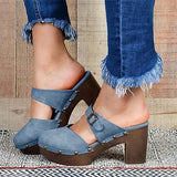 Herstyled Rivet Slip-On Closed Toe Platform Plain Sandals
