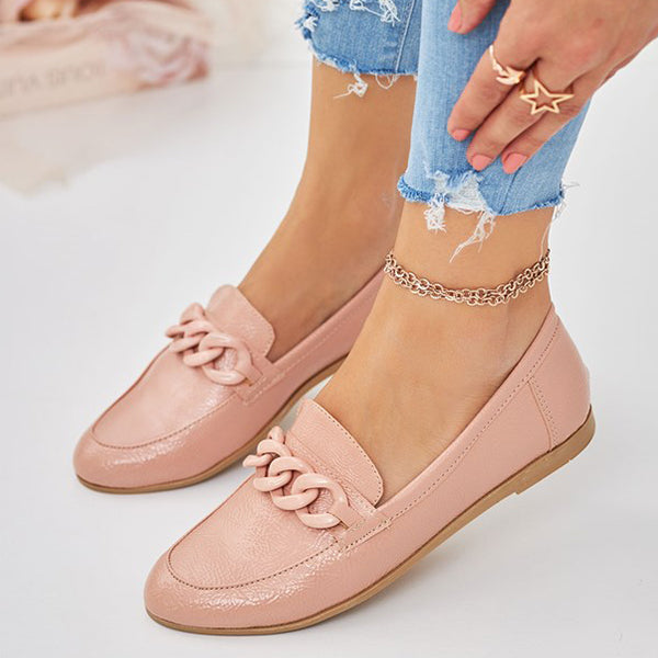 Herstyled Suede Chain Flat Ballet Loafers