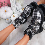 Herstyled Women's Fashion Plaid Pattern Platform Comfortable Short Boots