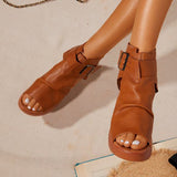 Herstyled Open Toe Ankle Strap Wedge Sandals