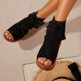 Herstyled Open Toe Ankle Strap Wedge Sandals