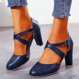 Herstyled Women's Chunky High Heeled Date Pumps