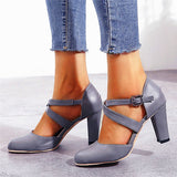 Herstyled Women's Chunky High Heeled Date Pumps