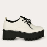 Herstyled Women's Fashion Black And White Platform Oxford Shoes