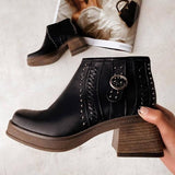 Herstyled Miranda Leather Block Heel Boots