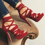 Herstyled Women's Trendy Peep Toe Gladiator High Heels