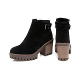 Herstyled Holiday Chunky Heel Zipper Winter Boots