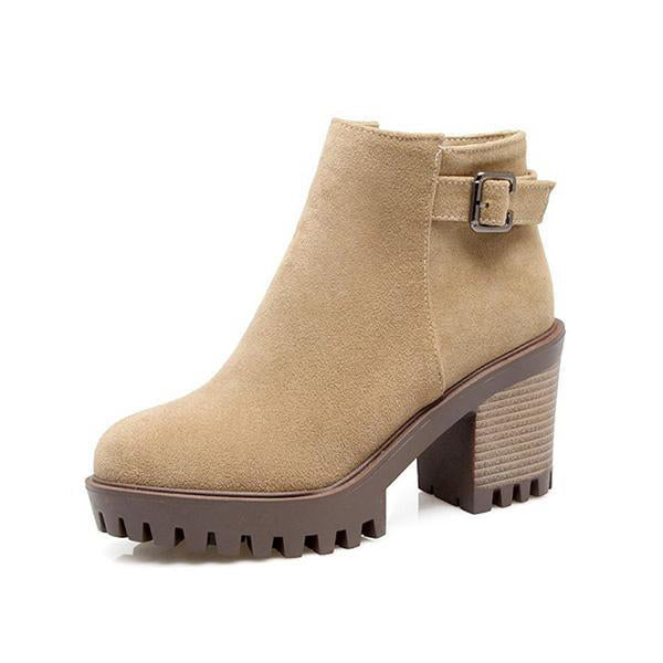 Herstyled Holiday Chunky Heel Zipper Winter Boots
