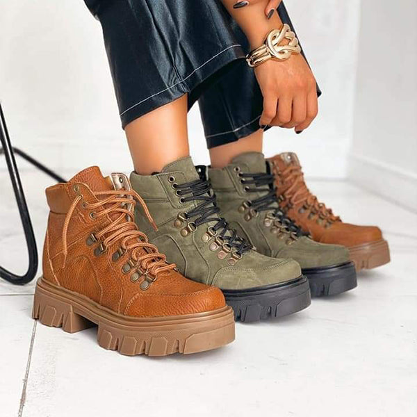 Herstyled Women's Casual Combat Platform Boots