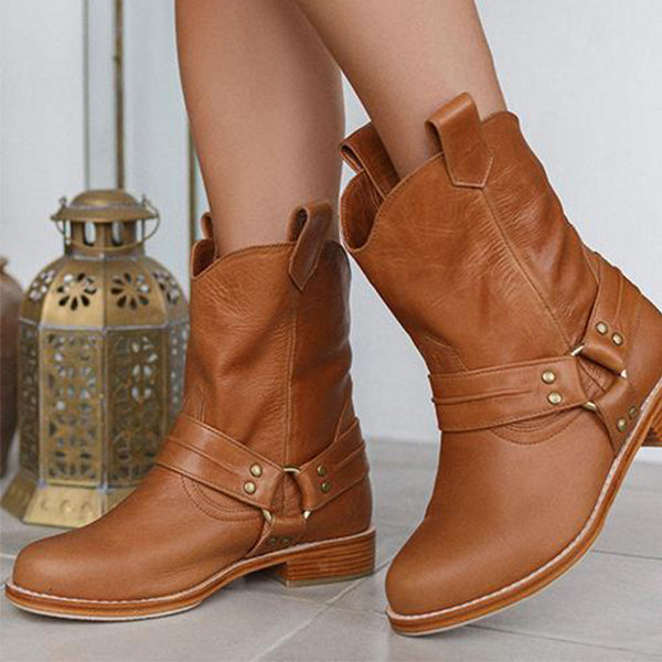 Herstyled Vintage Soft Vegan Leather Slip On Boots