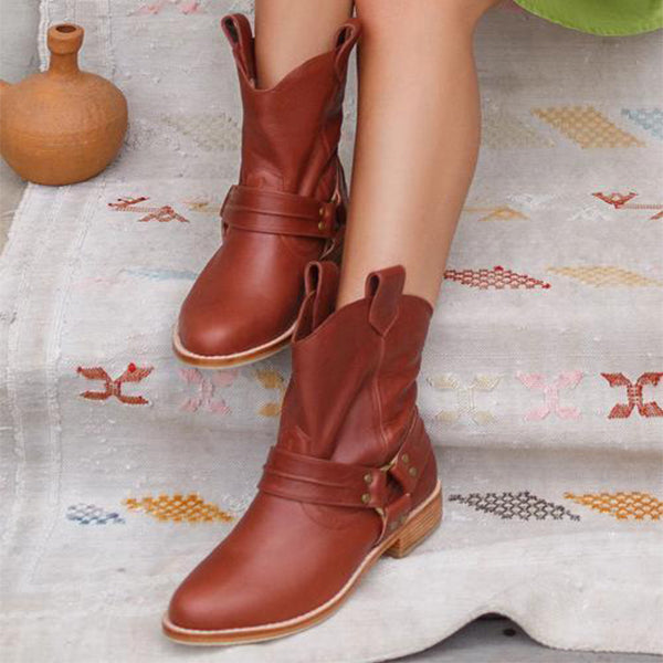 Herstyled Vintage Soft Vegan Leather Slip On Boots