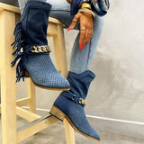 Herstyled Women's Casual Fringe Pull On Booties
