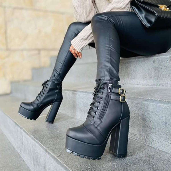 Herstyled Women's Sexy Zipper High Heel Platform Boots