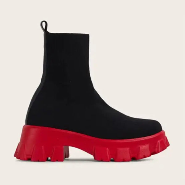 Herstyled Black And Red Stretch Boots