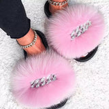 Herstyled Glam Bling Fuax Fur Slippers
