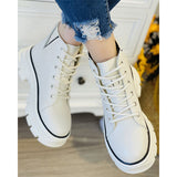 Herstyled Chevron Pattern Eyelet Lace-Up Combat Boots