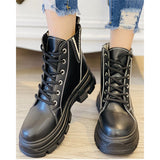 Herstyled Chevron Pattern Eyelet Lace-Up Combat Boots