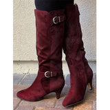Herstyled Simple Plain Adjustable Buckle Zipper Boots