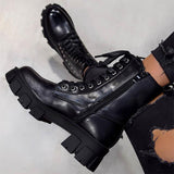 Herstyled Women Lace-Up Fashion Rivet Martin Ankle Boots