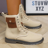 Herstyled Women Lace-Up Fashion Flat Bag Martin Boots