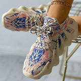 Herstyled Colorblock Lace-Up Breathable Muffin Sneakers