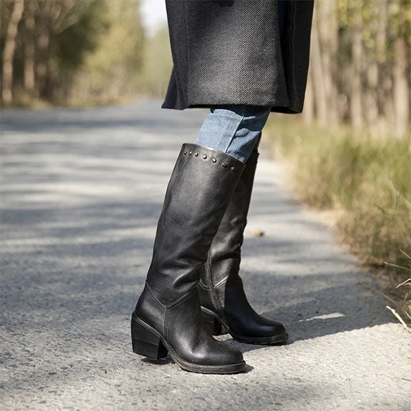 Herstyled Thick Heel Retro Long Boots