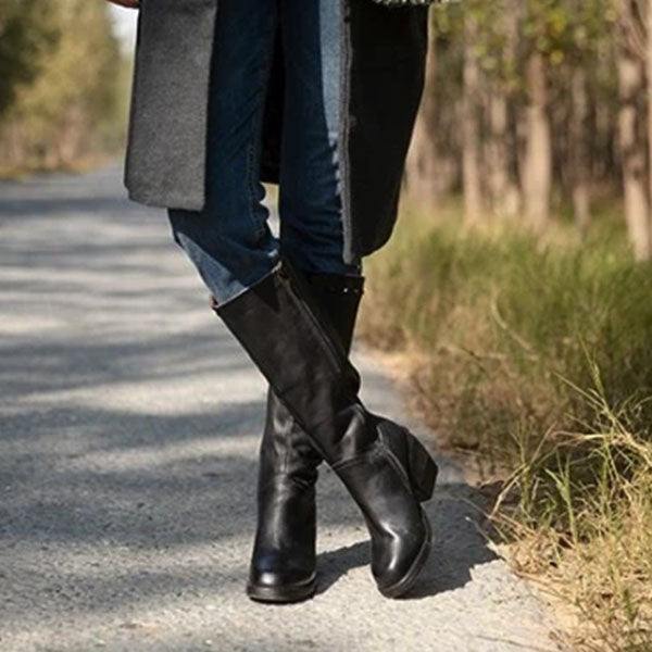Herstyled Thick Heel Retro Long Boots