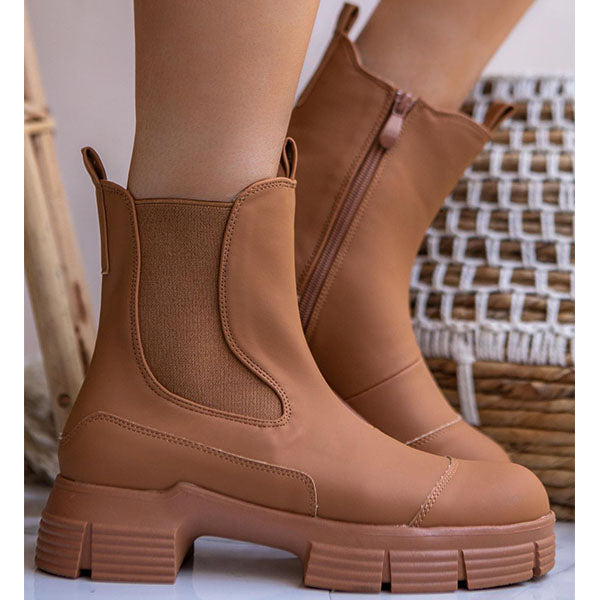 Herstyled Causal Trendy Chunky Heel Chelsea Boots