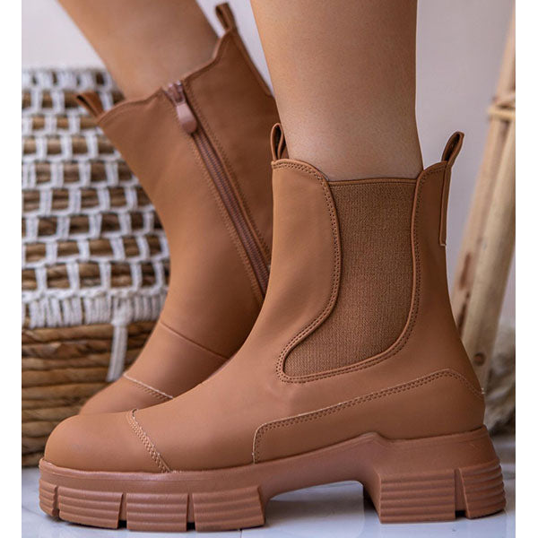 Herstyled Causal Trendy Chunky Heel Chelsea Boots