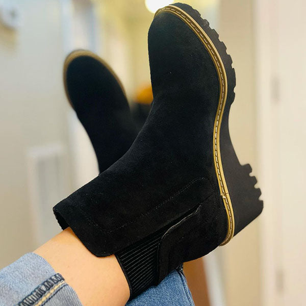 Herstyled Womens Casual Wedge Heel Pull-On Boots
