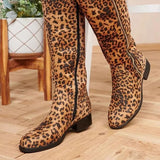 Herstyled Winter Pu Zipper Leopard Boots