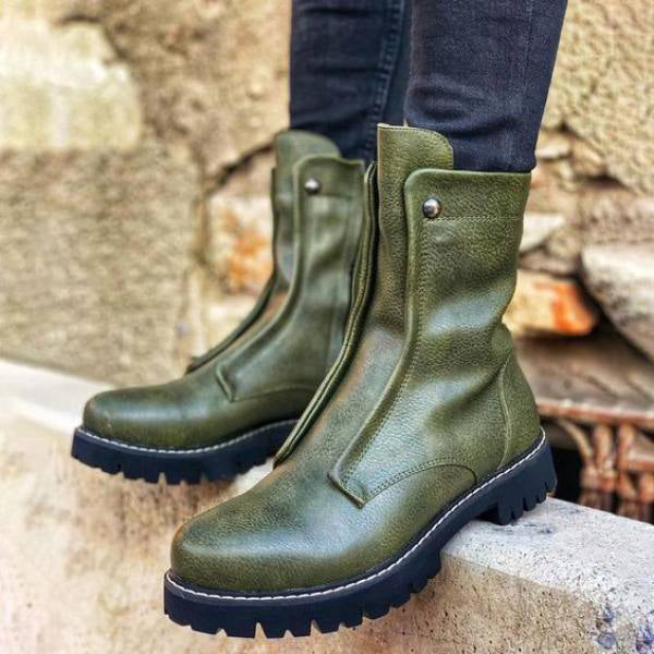 Herstyled Rivet Heavy-Soled Riding Boots