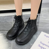 Herstyled Slip-On Lace-Up Soft-Soled Boots