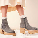 Herstyled Cozy Chunky Heel Platform Ankle Boots