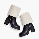 Herstyled Women Casual Fold-Over Heeled Boots