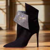 Herstyled Chic Thin Heel Folded Ankle Boots