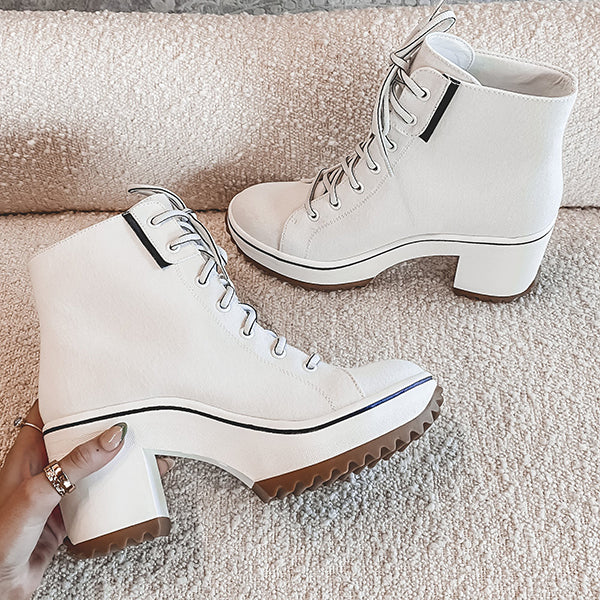 Herstyled Fashion Heeled Lace Up Boots