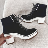 Herstyled Fashion Heeled Lace Up Boots