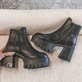 Herstyled Ladies Fashion Zip Up Platform Boots
