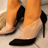 Herstyled Fishnet Pointed Toe High Heel Pumps