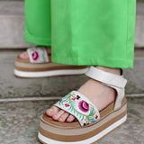 Herstyled Embroidered Platform Sandals