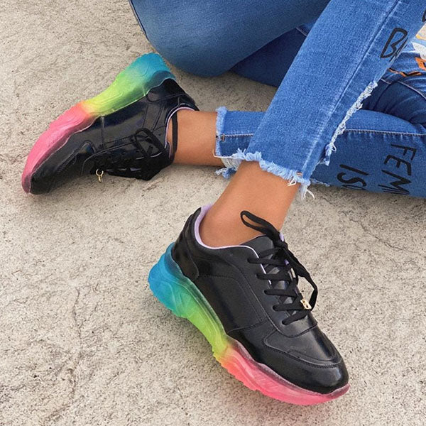 Herstyled Rainbow Jelly Sole Casual Sneakers