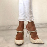 Herstyled Chic Women Pearl Detailed High Heels