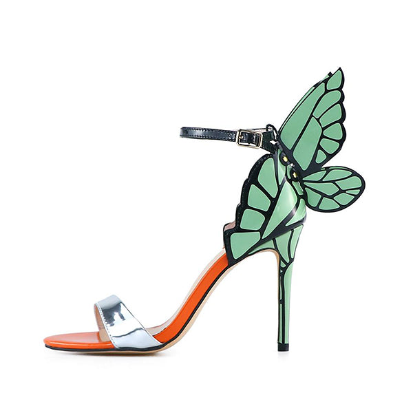 Herstyled Chic Metallic Butterfly 3D Wing Stiletto Heels