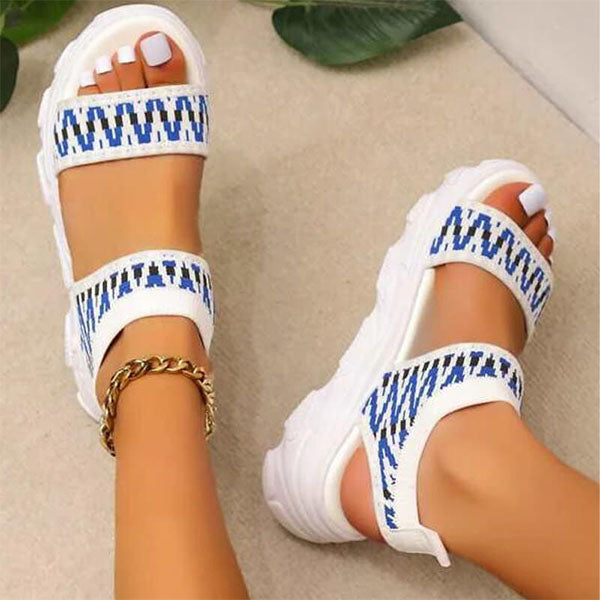 Herstyled Women's Daily Flyknit Fabric Slip On Platform Sandals