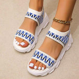 Herstyled Women's Daily Flyknit Fabric Slip On Platform Sandals