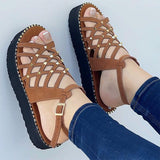 Herstyled Women's Hollow-Out Rivet Flat Sandals